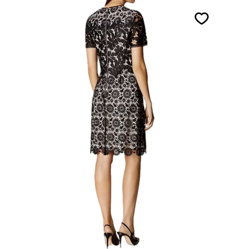 Karen Millen Black and White Lace Midi Dress - Picture 2 of 16